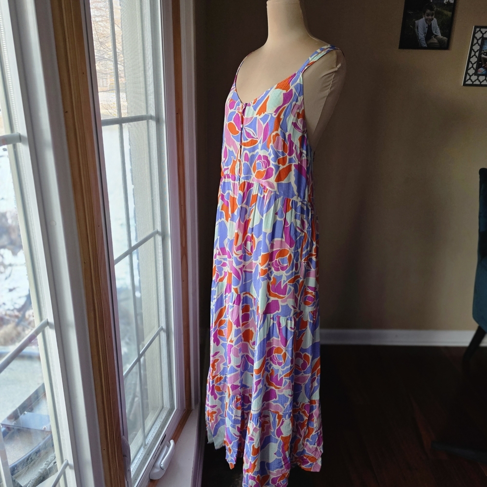 FRNCH Amande Colorful Floral Tiered Maxi Dress Size S 
